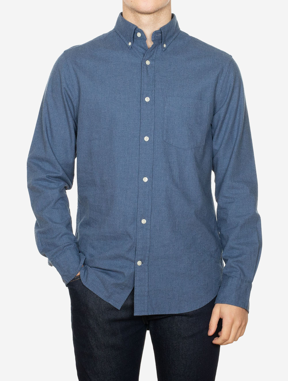 Gant Regular Flannel Melange Shirt Dusty Navy AI1