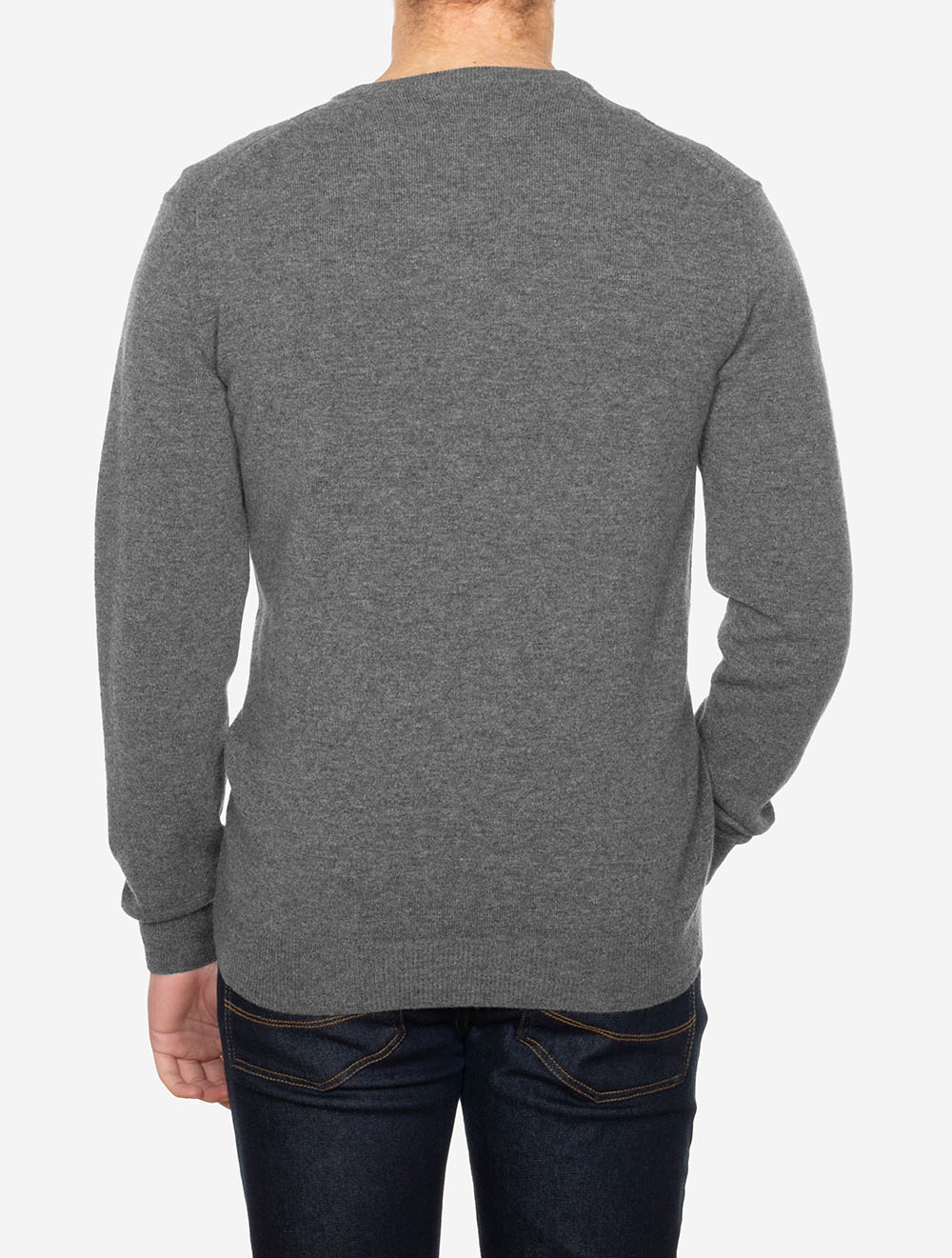 Superfine Lambswool V Neck Charcoal Melange