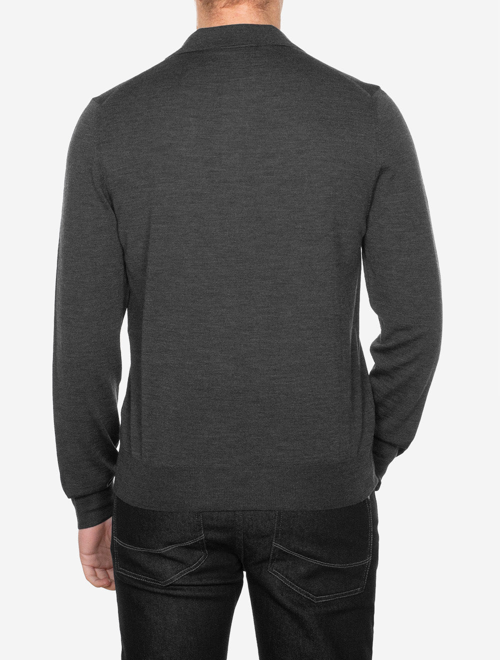 Canali Long Sleeve Polo Merino Grey AI2