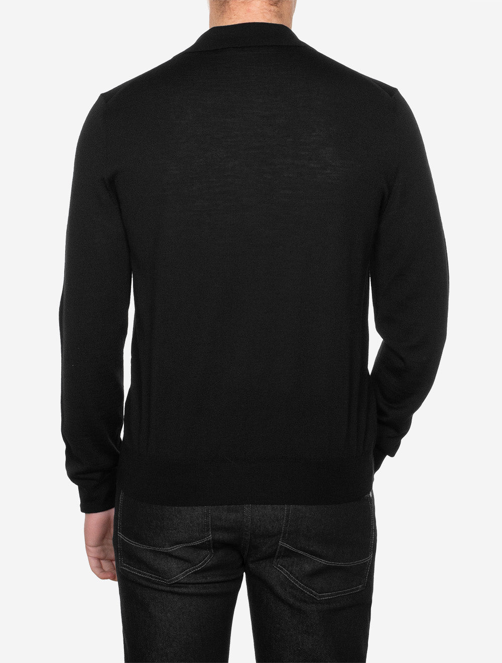 Long Sleeve Polo Merino Black