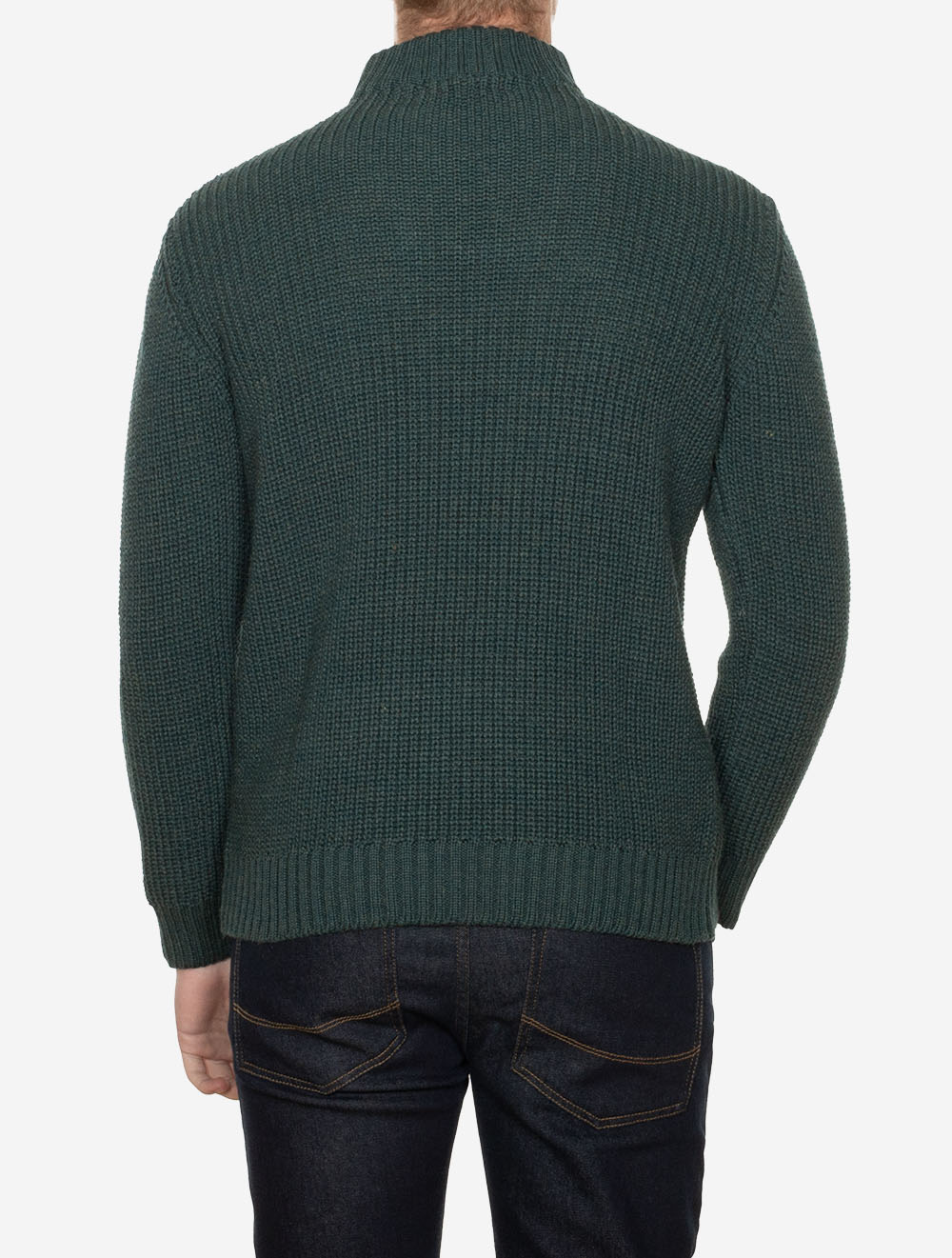 Reefer Ribbed Zip Neck Sweater Green