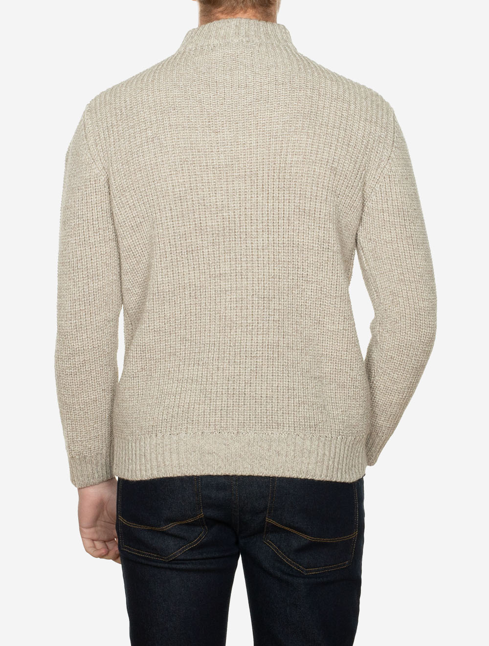 Reefer Ribbed Zip Neck Sweater Stone