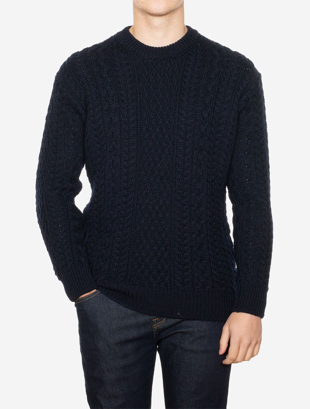 Cuileann Aran Crew Neck Sweater Navy