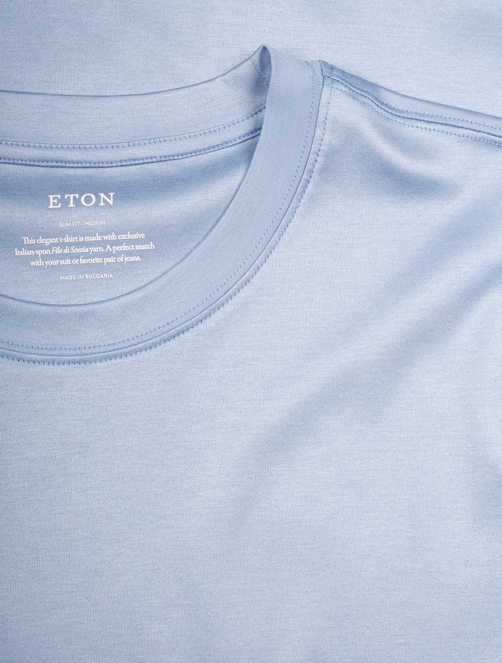 Eton Filo Di Scozia Crew Neck T-Shirt Light Blue AI1