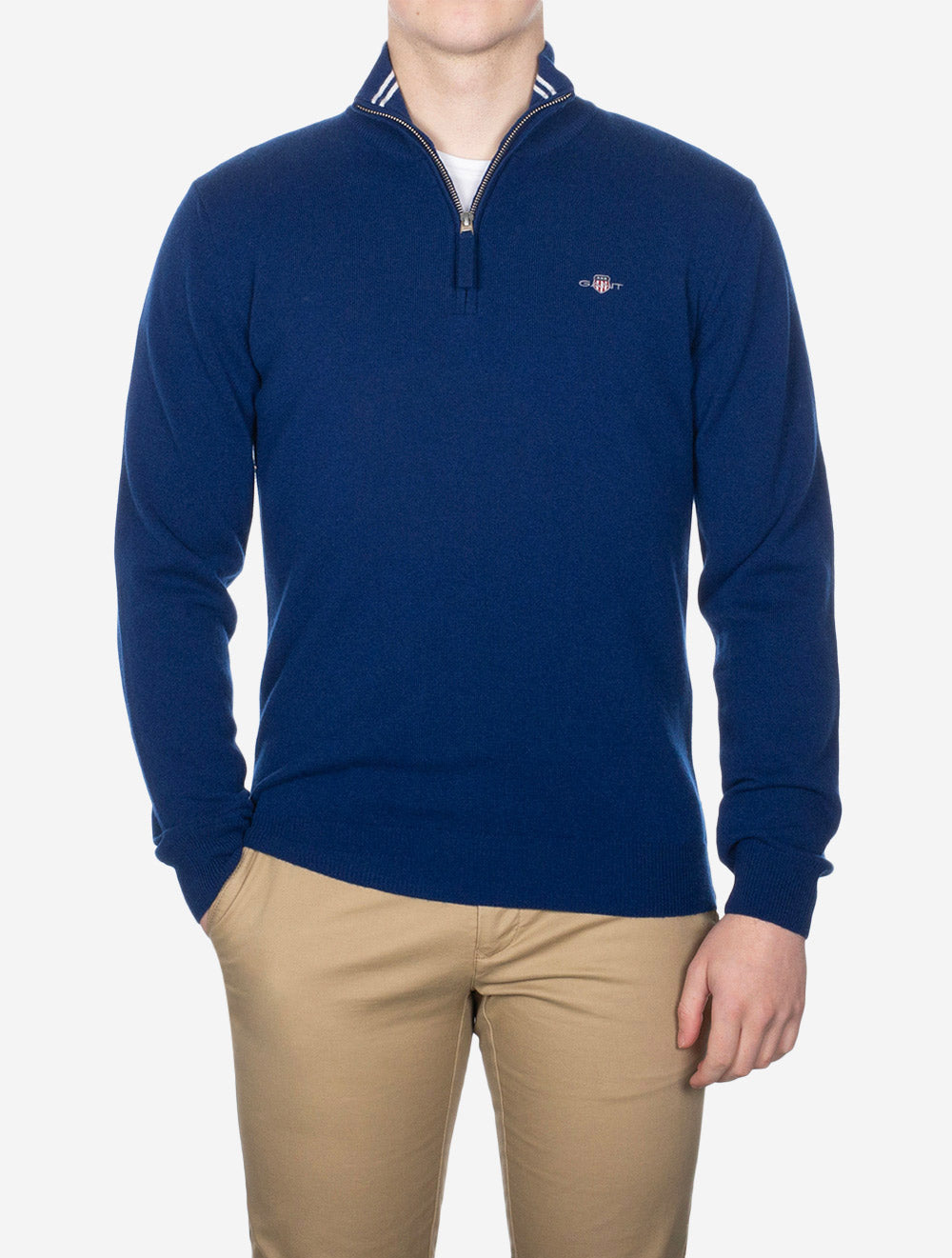 Gant Superfine Lambswool Half Zip College Blue AI1