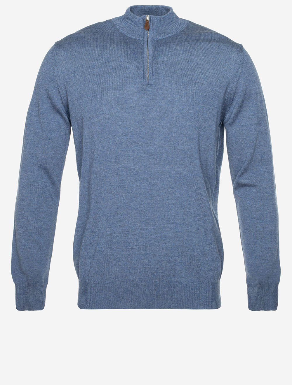 Knitted Half Zip Merino Wool Blue