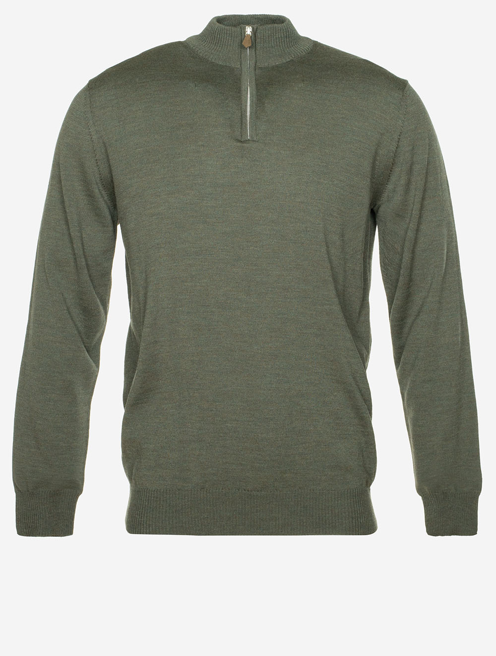 Knitted Half Zip Merino Wool Green