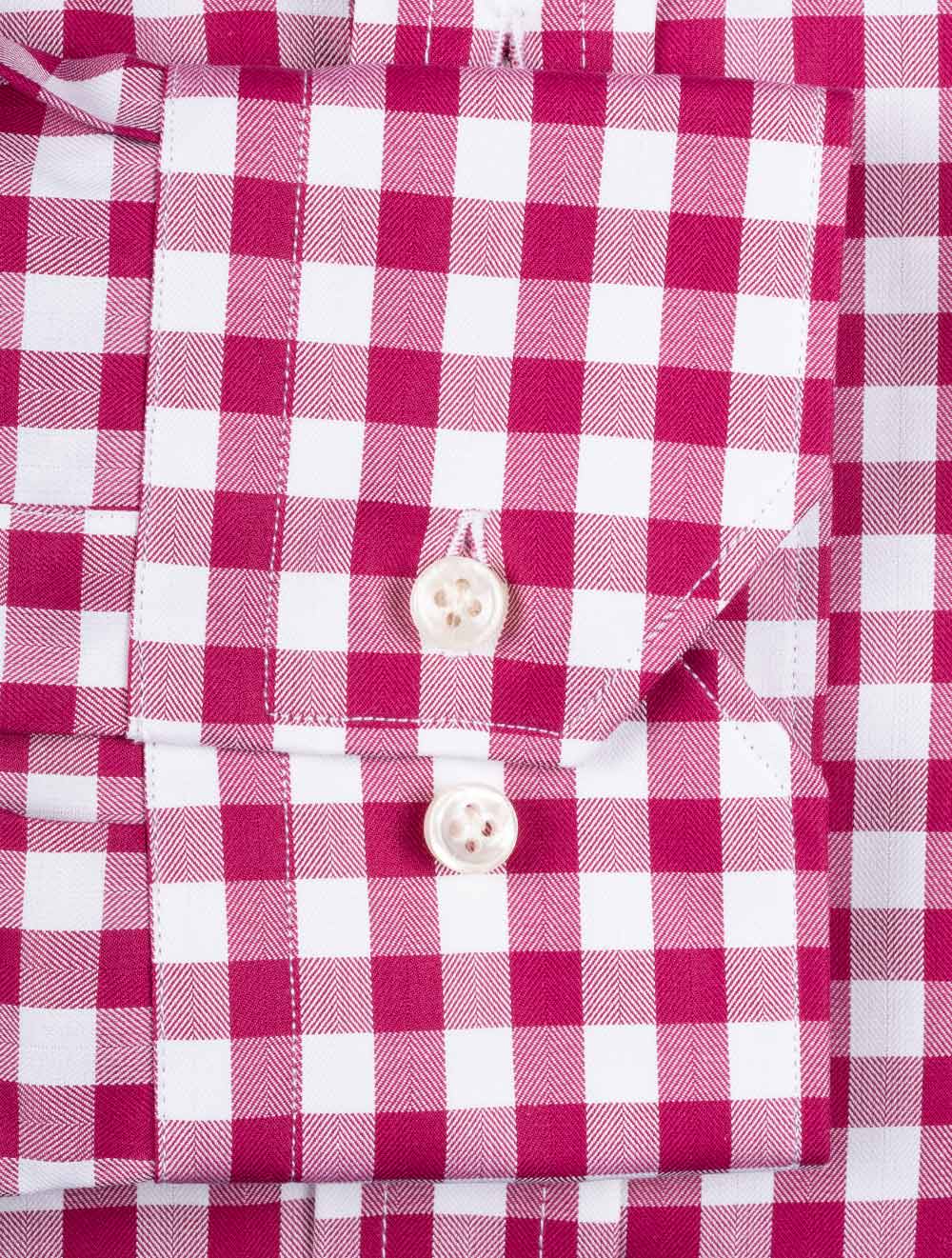 Louis Copeland Gingham Buttondown Shirt Fuschia AI3