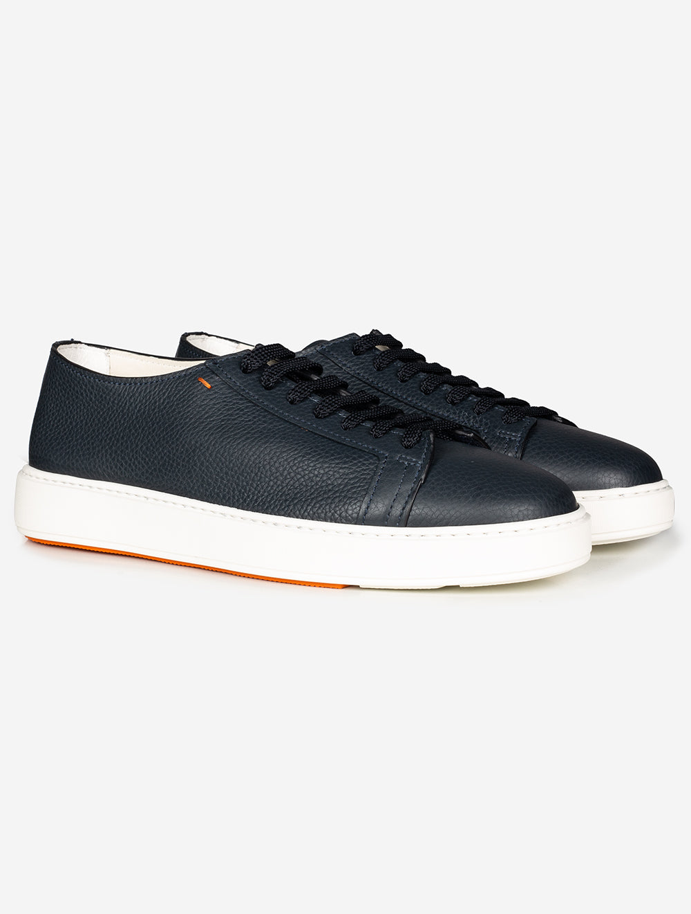 SANTONI Tumbled Leather Sneaker Blue