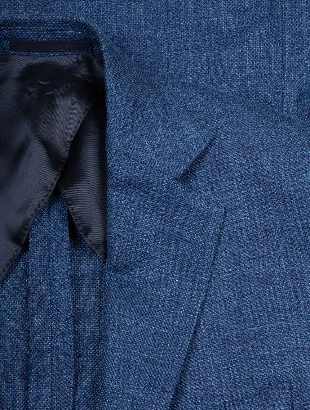 Louis Copeland Drago Wool Silk Linen Half Lined Jacket Blue AI1