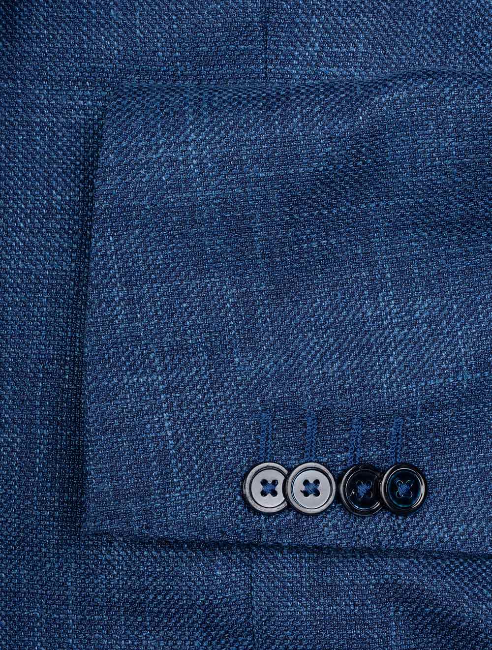 Louis Copeland Drago Wool Silk Linen Half Lined Jacket Blue AI3