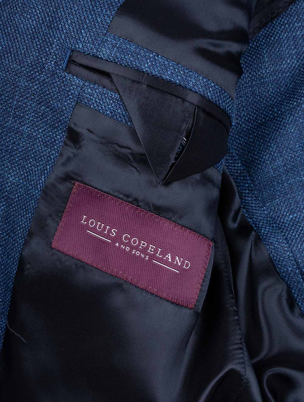 Louis Copeland Drago Wool Silk Linen Half Lined Jacket Blue AI4