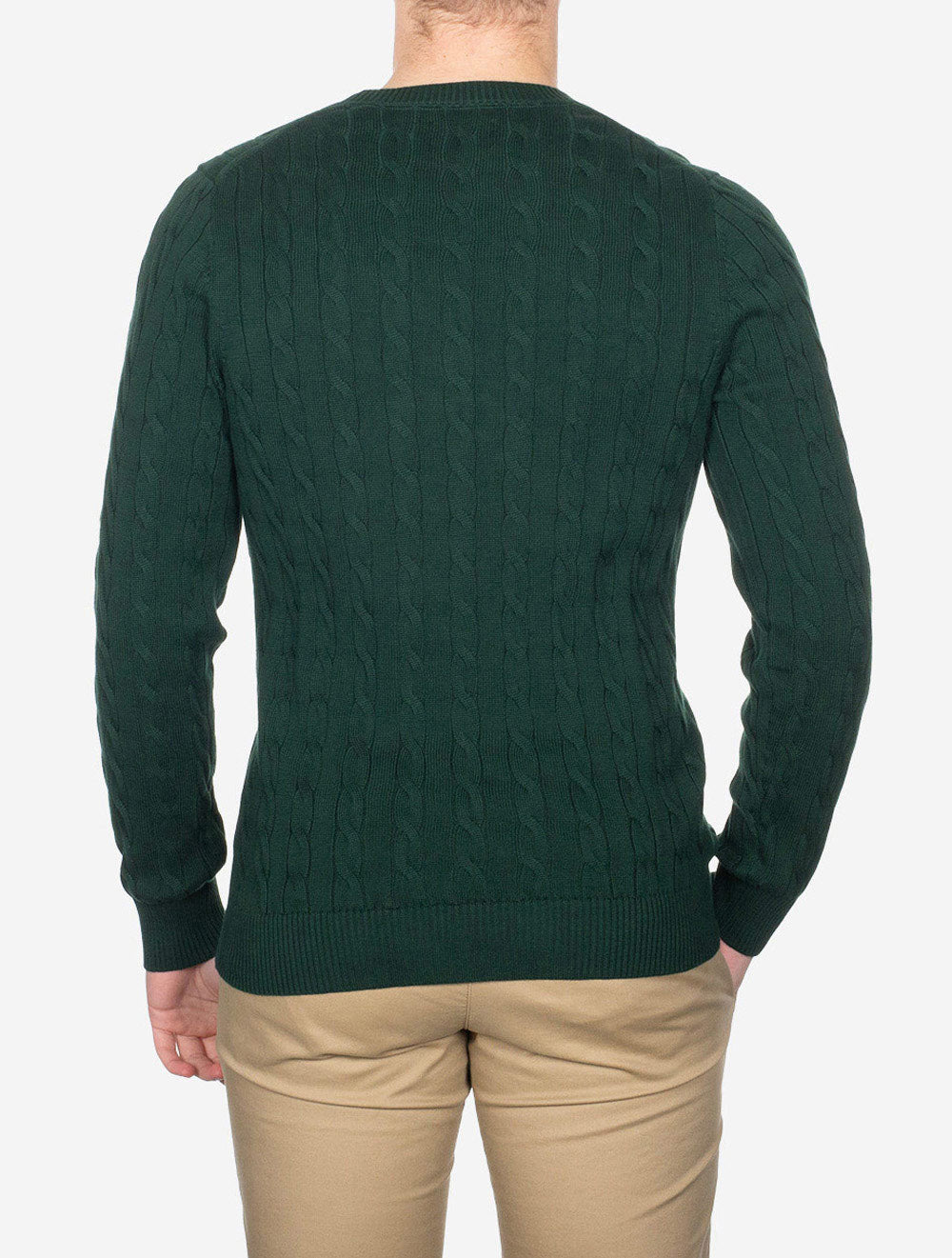 Gant Cotton Cable Crew Neck Tartan Green AI2