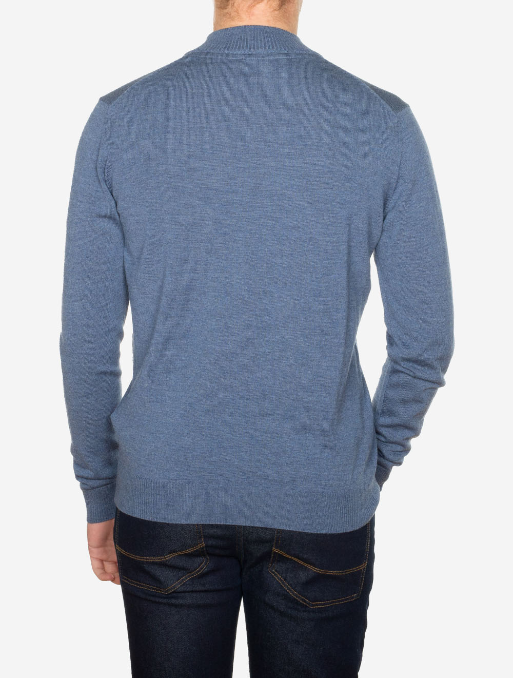 Knitted Half Zip Merino Wool Blue