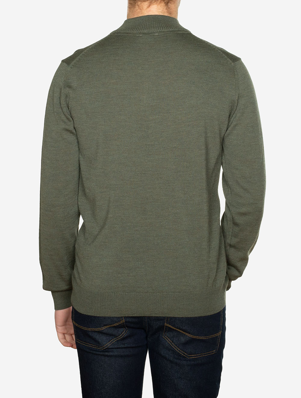 Knitted Half Zip Merino Wool Green