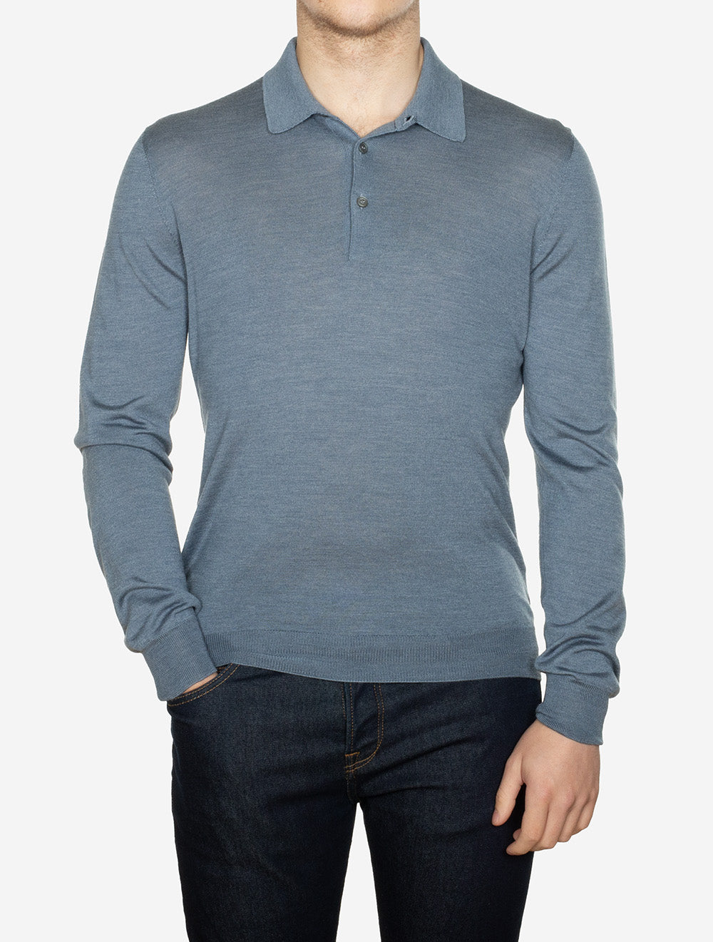 Tennis Long Sleeve Polo Blue