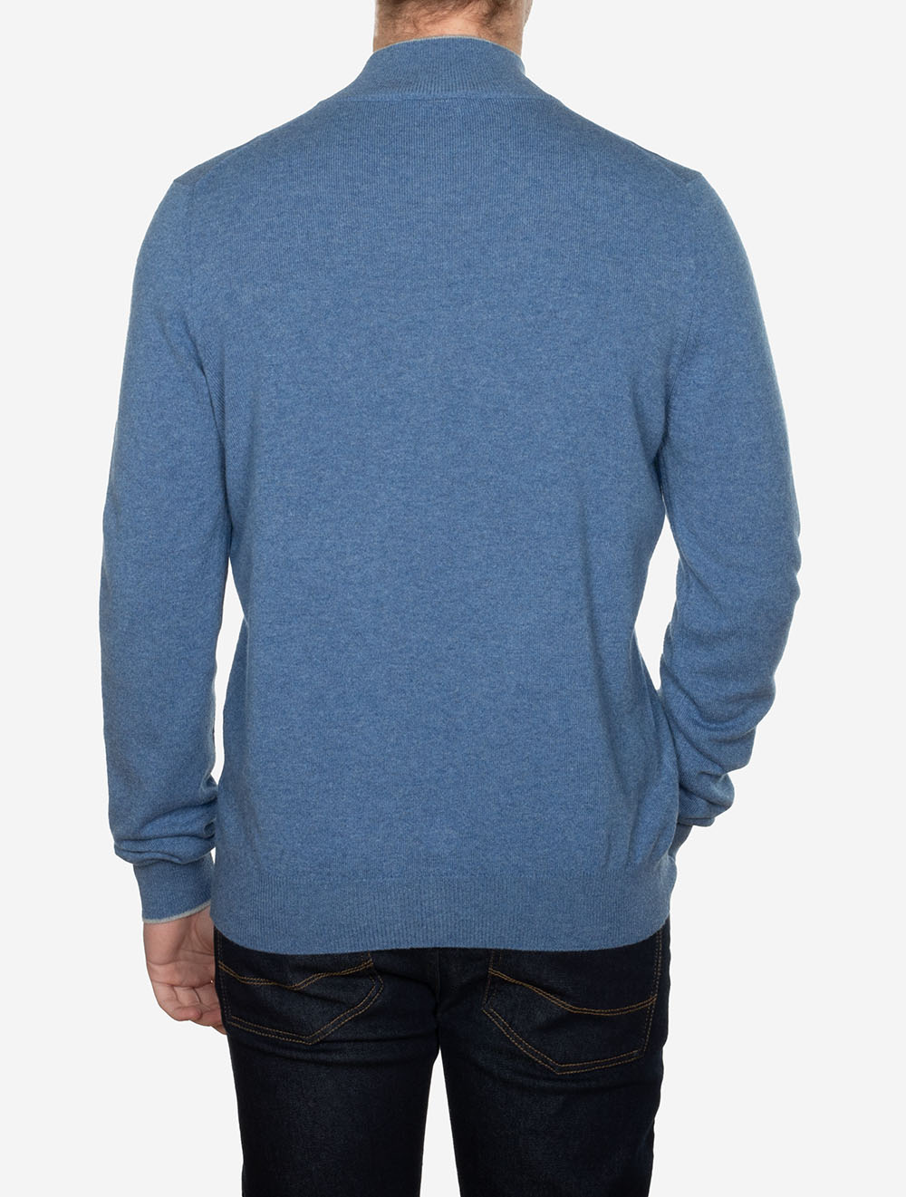 Gran Sasso Mock Zip Alcantara Knitwear Blue AI2