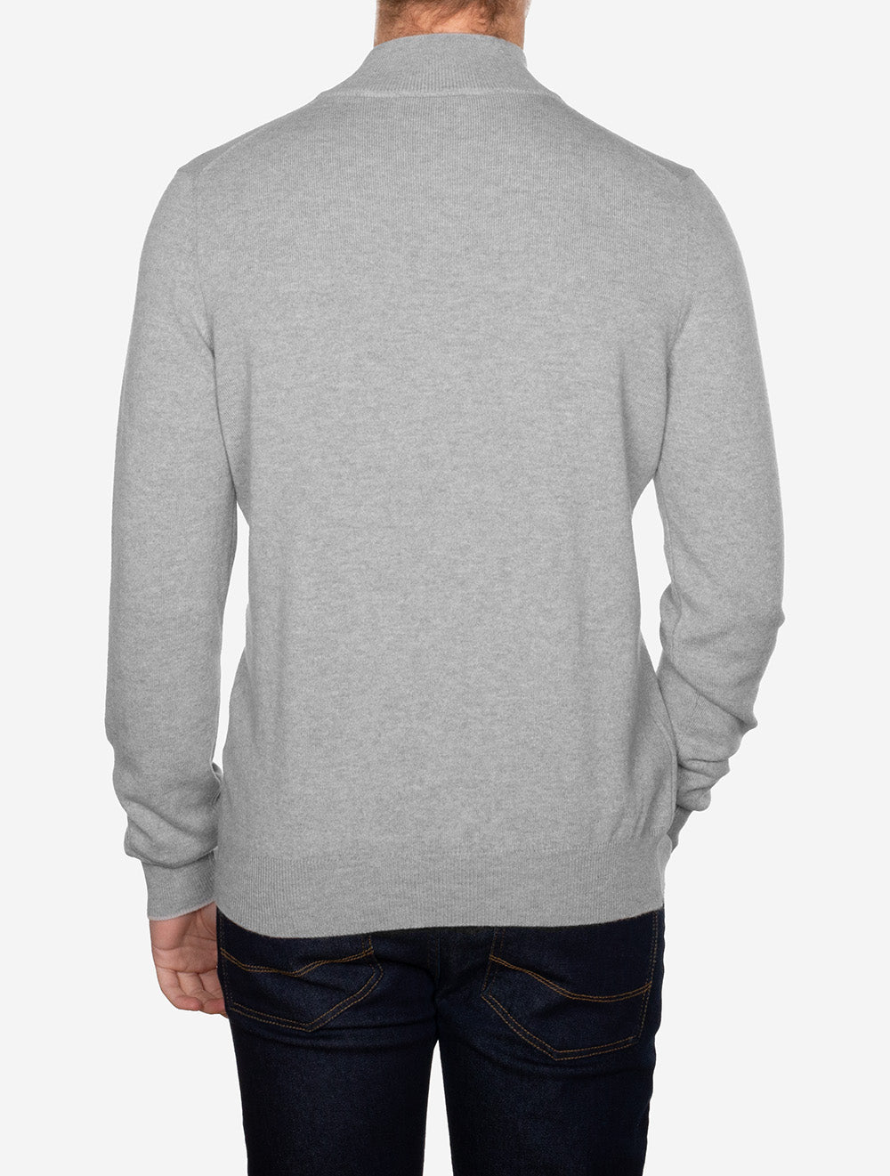 Gran Sasso Mock Zip Alcantara Knitwear Grey AI2