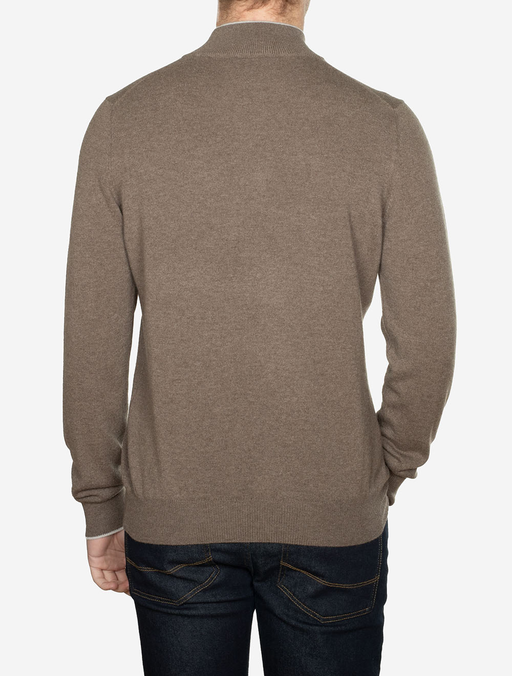 Gran Sasso Mock Zip Alcantara Knitwear Brown AI2