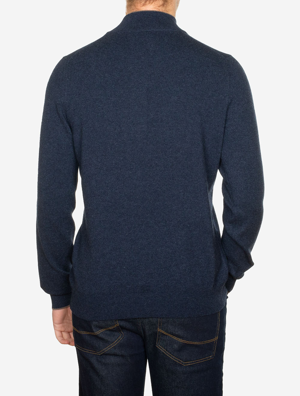 Gran Sasso Mock Zip Alcantara Knitwear Navy AI2