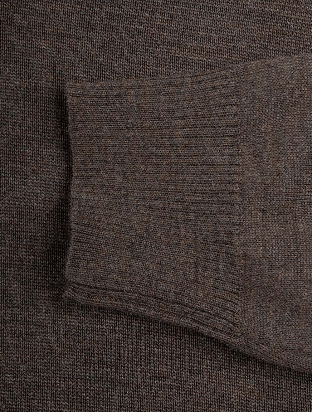 Knitted Half Zip Merino Wool Brown