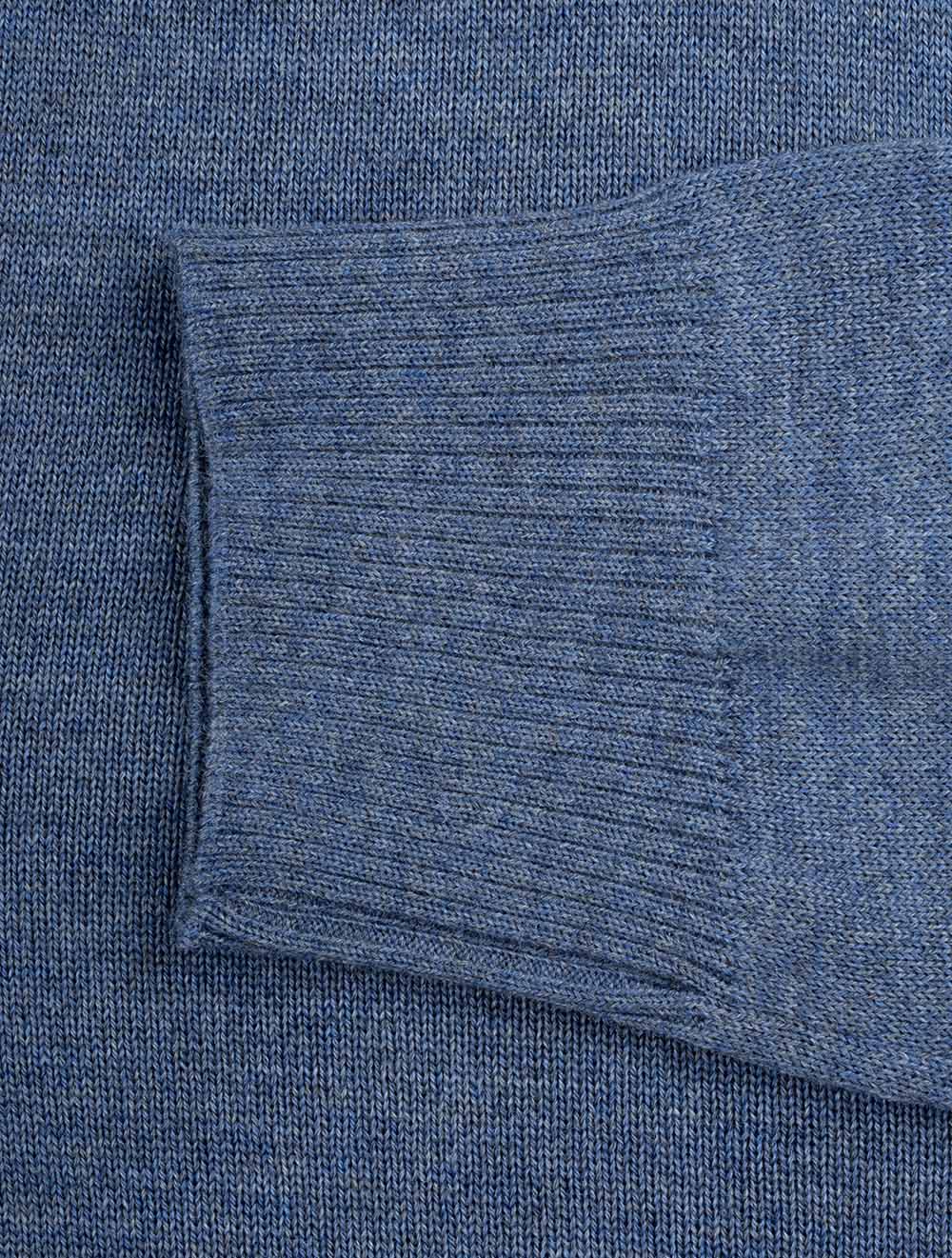 Knitted Half Zip Merino Wool Blue