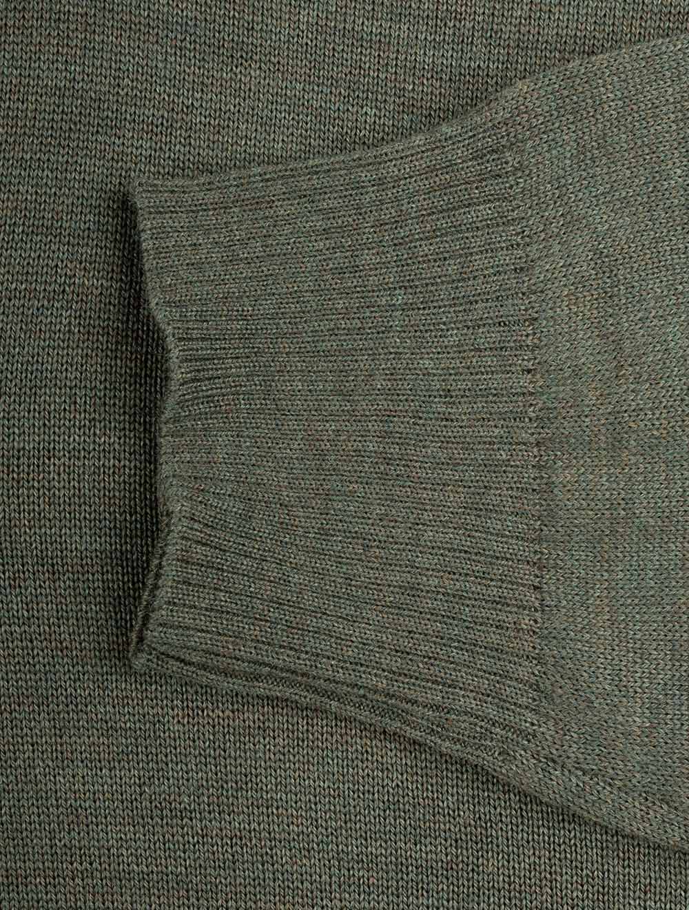 Knitted Half Zip Merino Wool Green