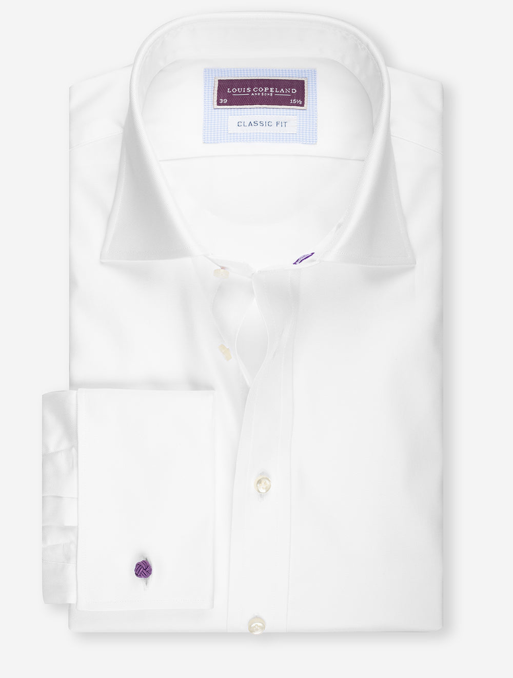 Chemise coupe classique à double manchette - Blanc