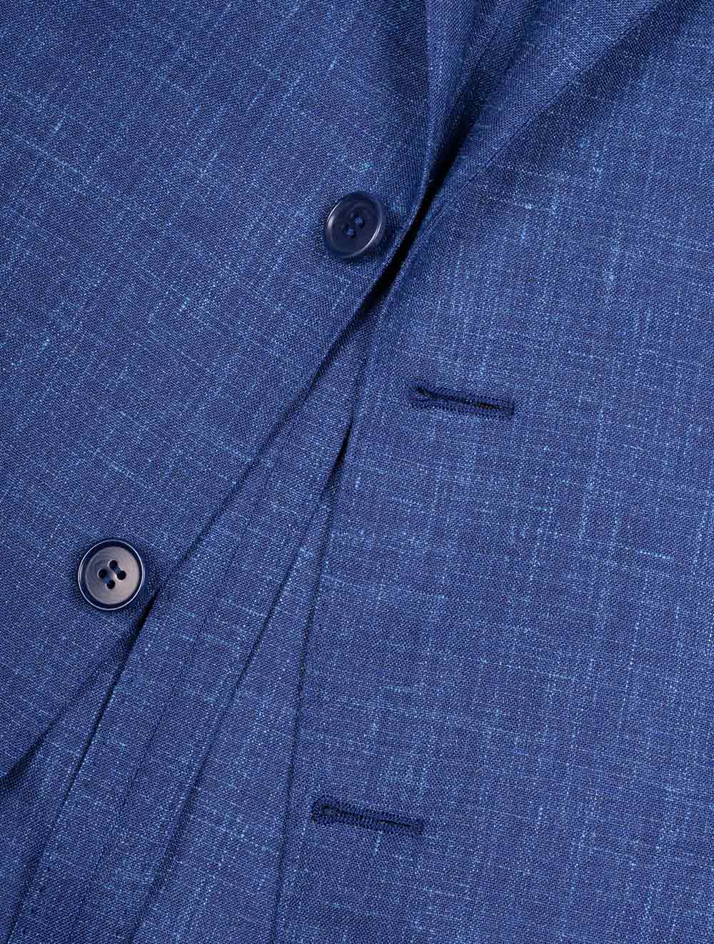 Unlined Wool Silk Linen Suit Blue