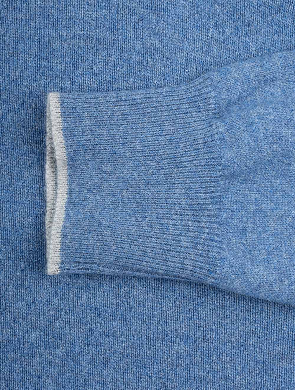 Gran Sasso Mock Zip Alcantara Knitwear Blue AI4