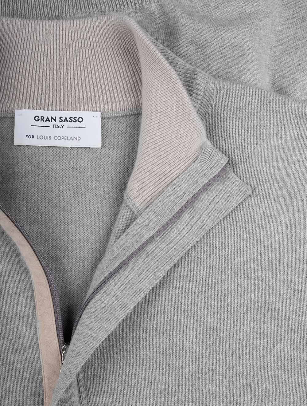 Gran Sasso Mock Zip Alcantara Knitwear Grey AI3