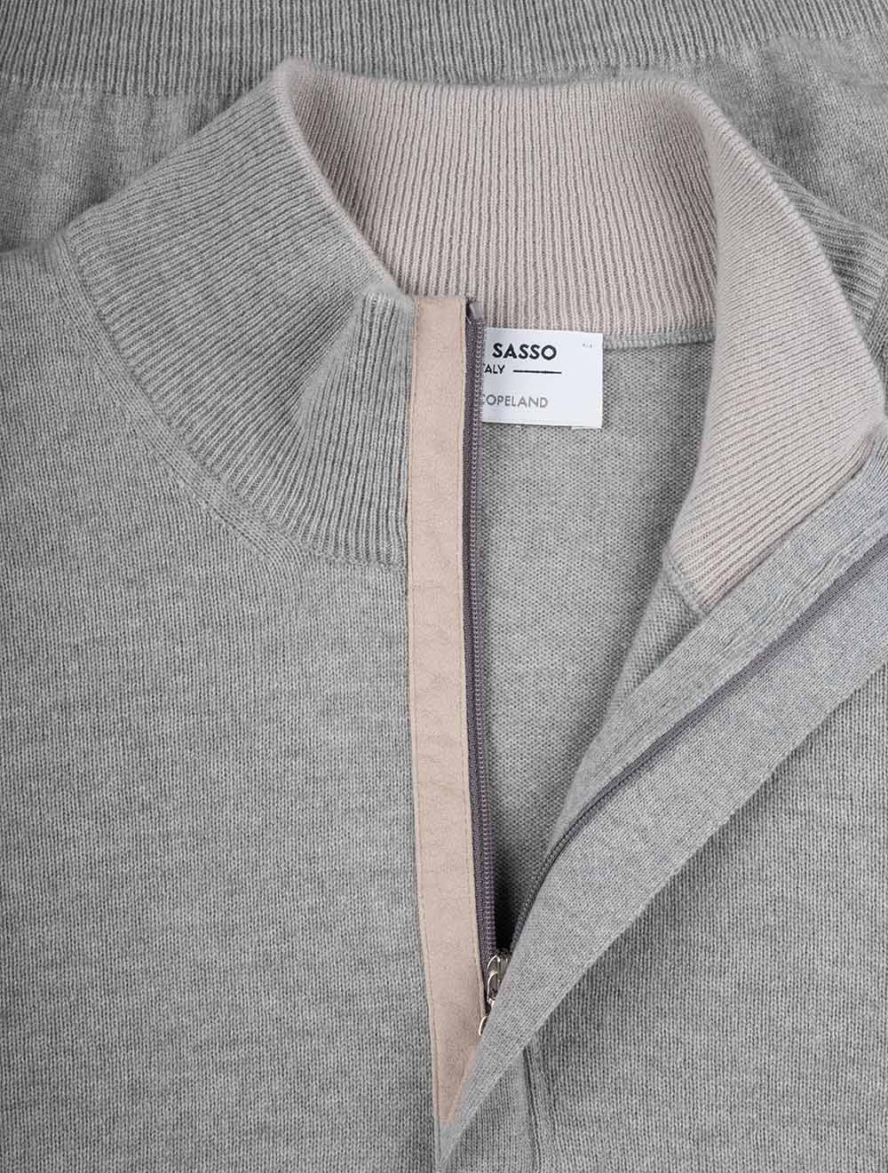 Gran Sasso Mock Zip Alcantara Knitwear Grey AI4