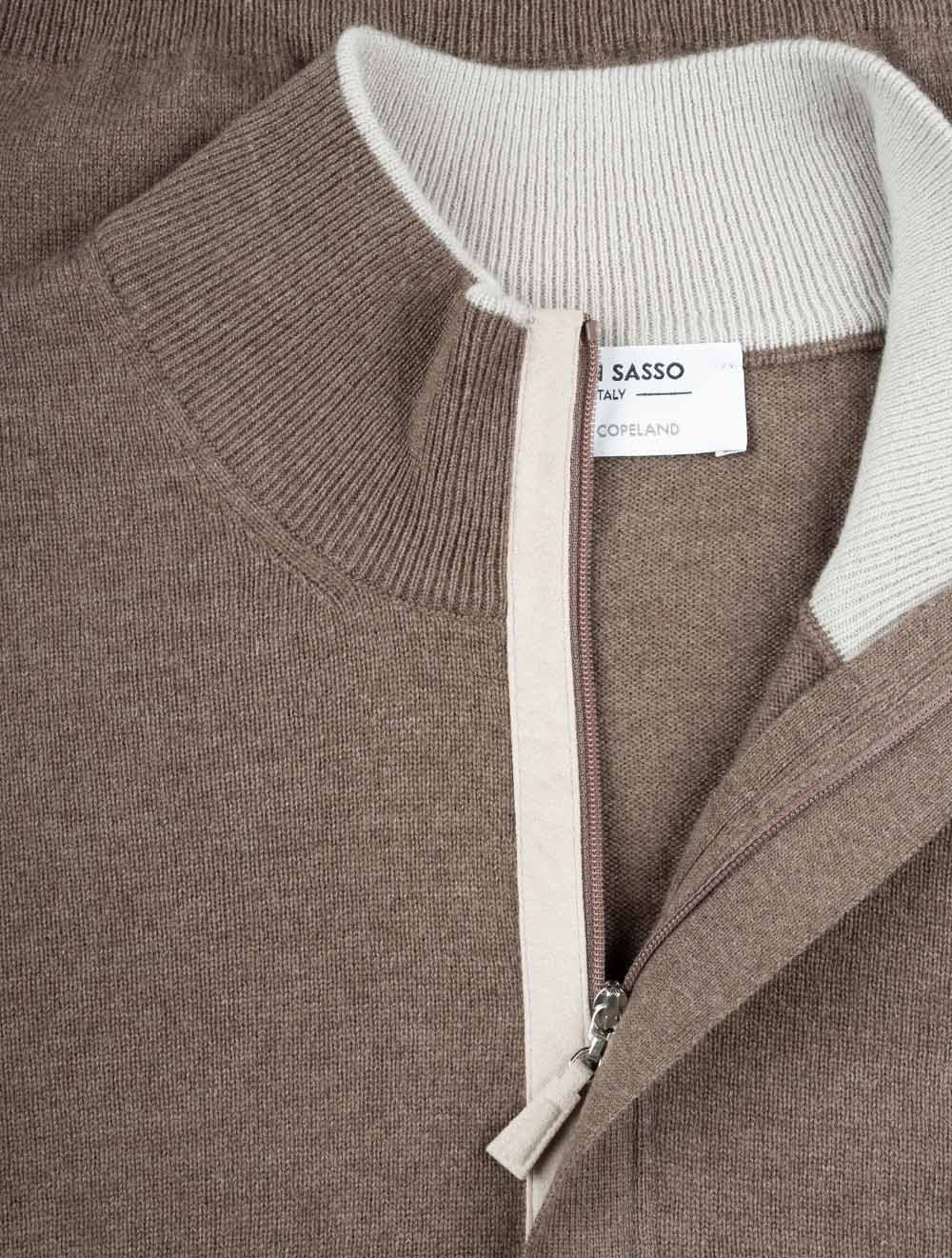 Gran Sasso Mock Zip Alcantara Knitwear Brown AI4