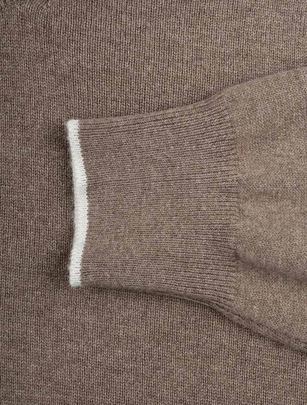 Gran Sasso Mock Zip Alcantara Knitwear Brown AI5