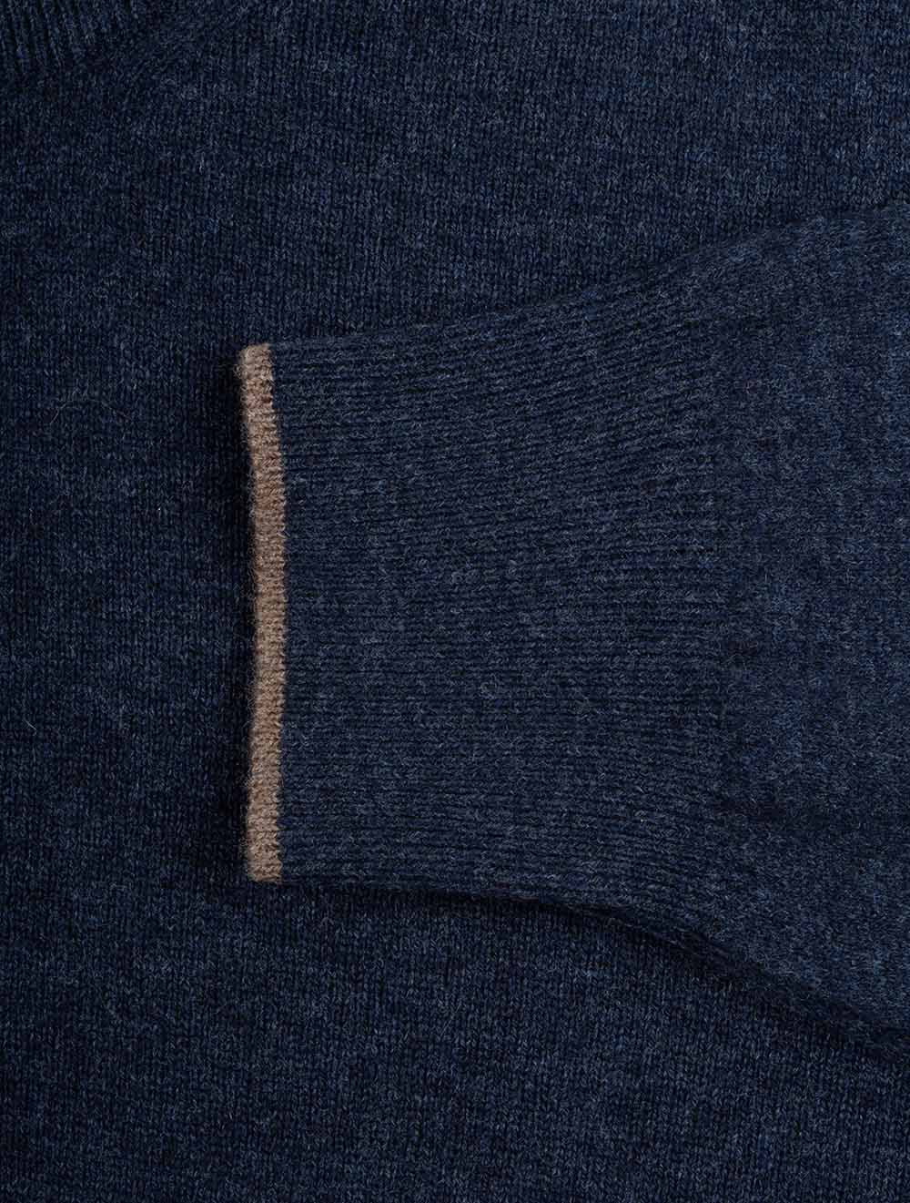 Mock Zip Alcantara Knitwear Navy