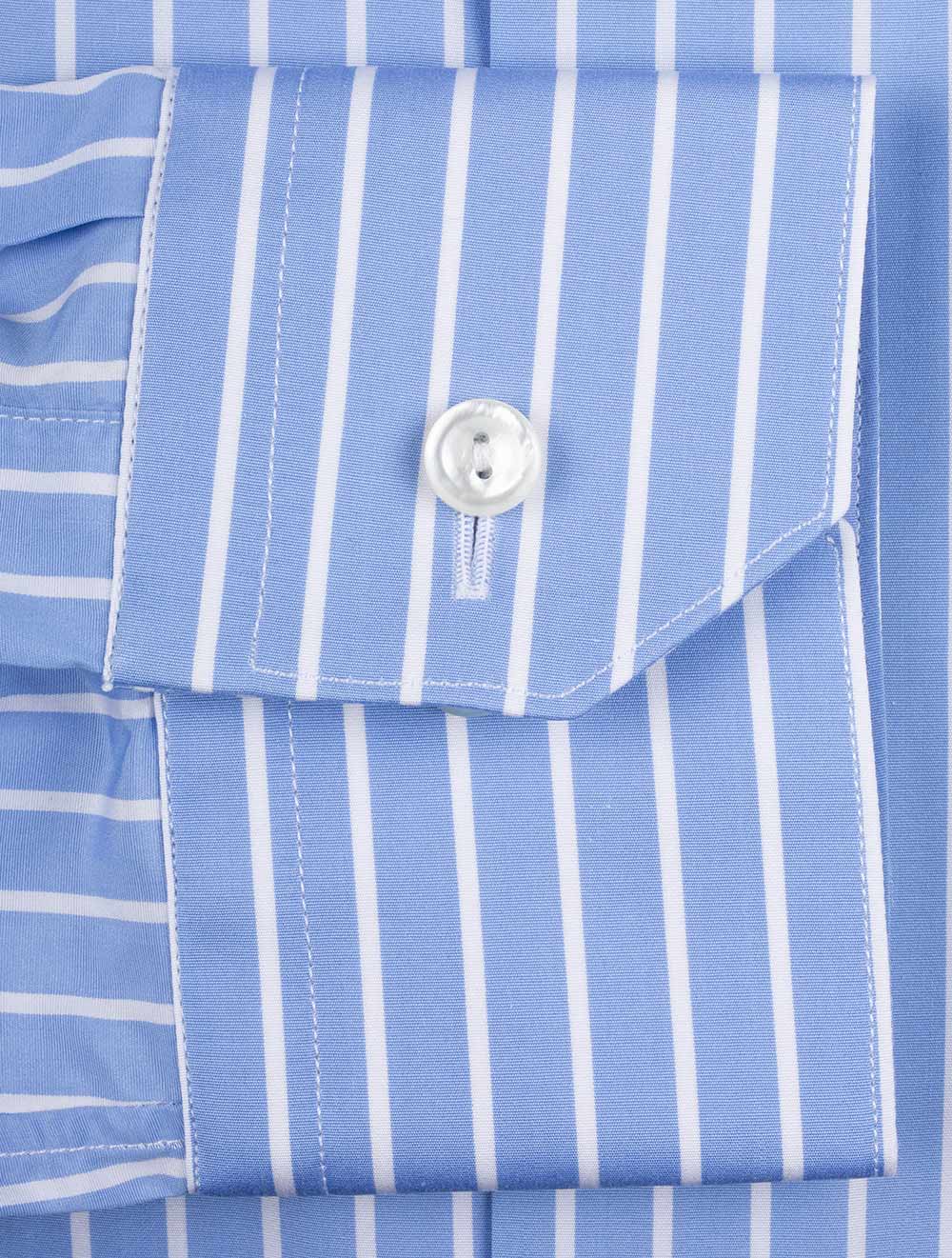 Eton Slim Contrast Collar Stripe Shirt Blue AI3