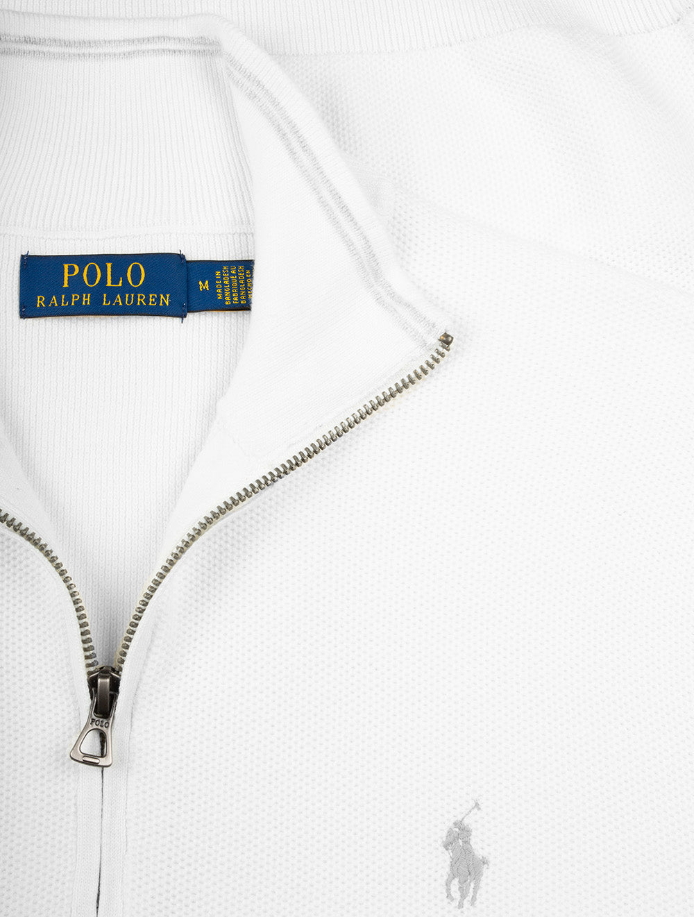 Half Zip Pique Pullover White