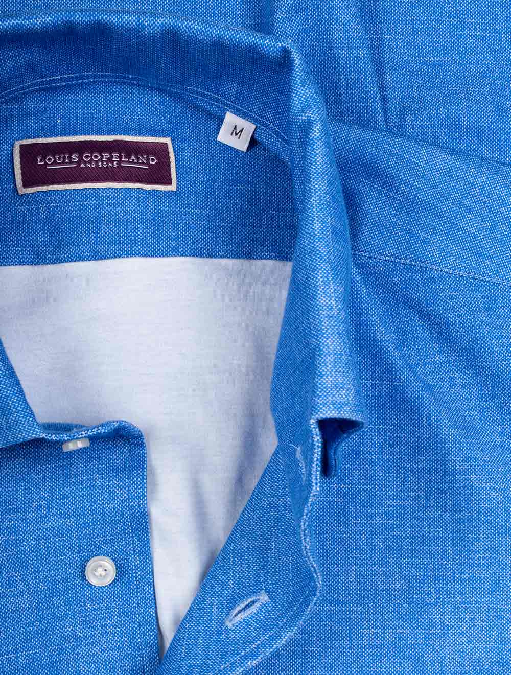 Louis Copeland Cotton Stretch Shirt Blue