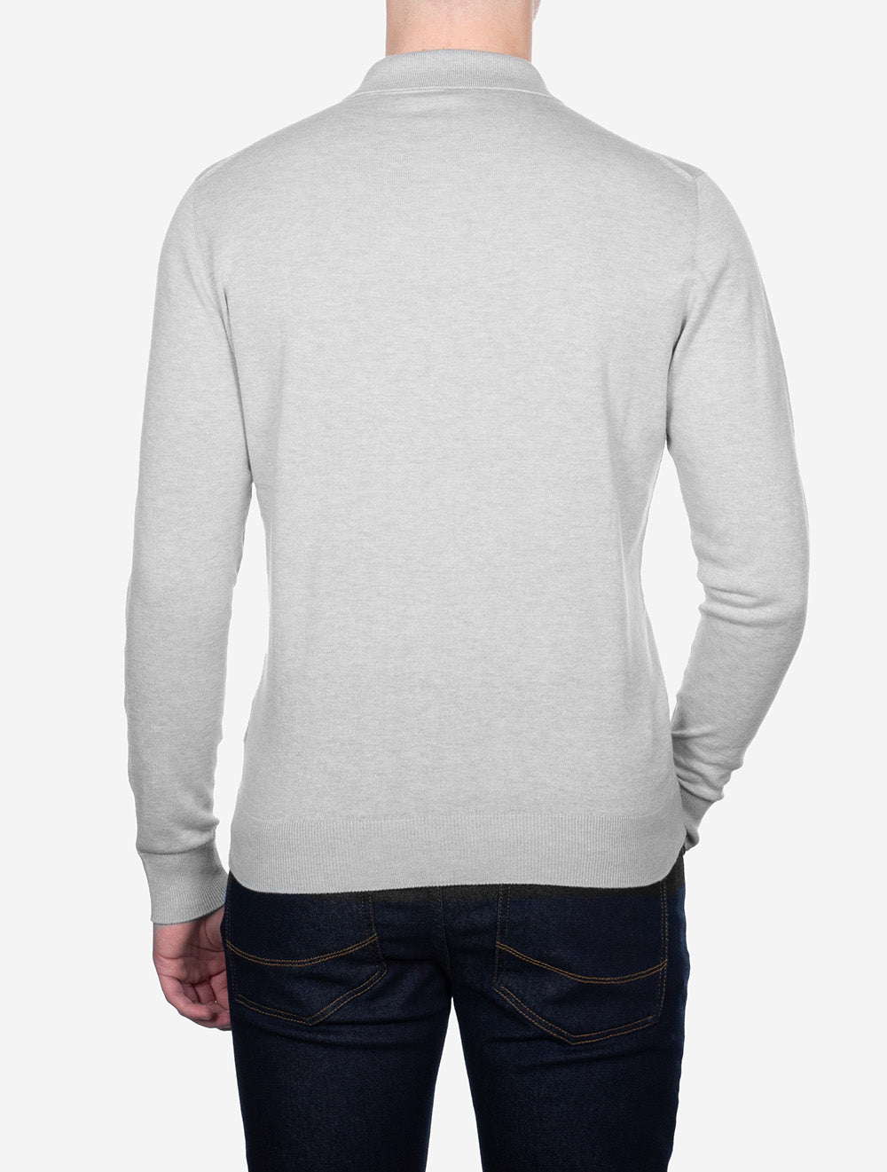 Louis Copeland Knit Long Sleeve Polo Grey AI2