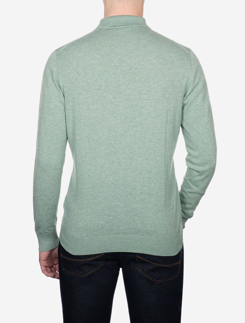 Louis Copeland Knit Long Sleeve Polo Sage AI2