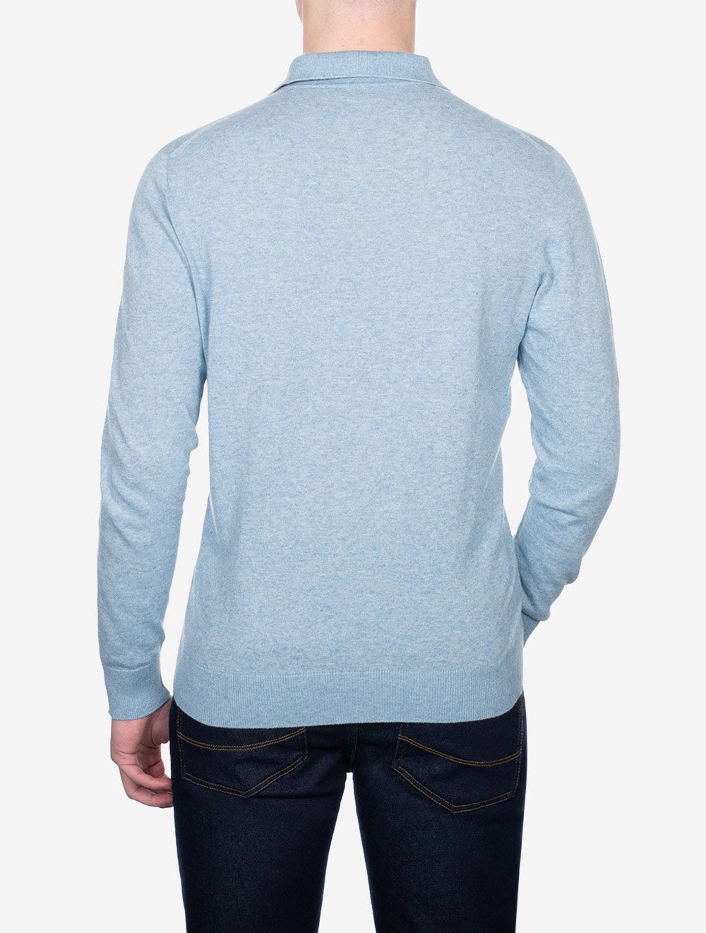 Louis Copeland Knit Long Sleeve Polo Blue AI2