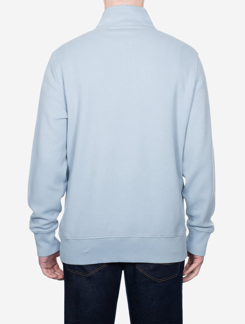 Waffle Texture Half Zip Dove Blue