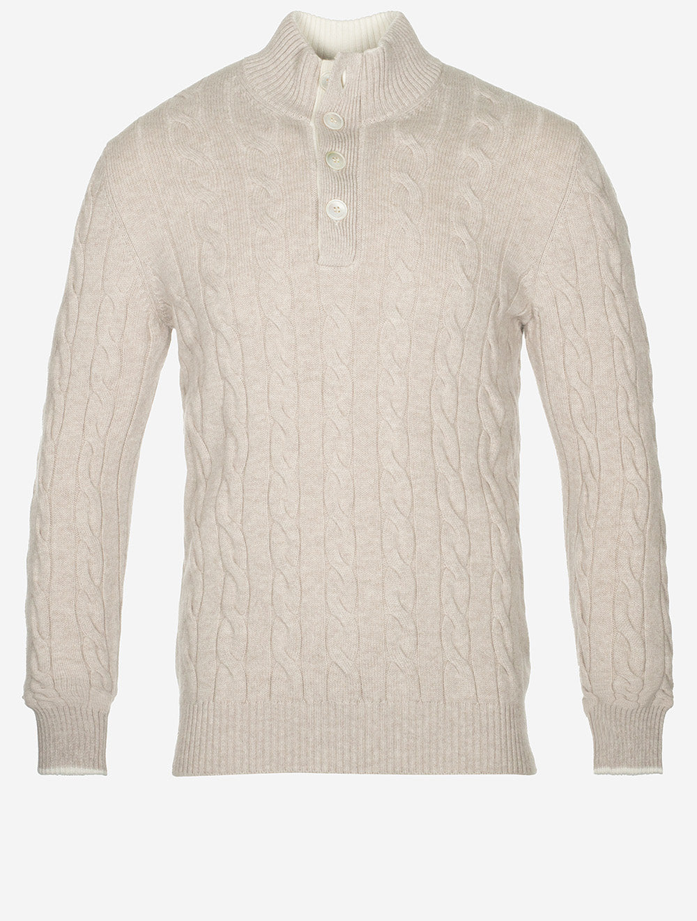 Gran Sasso Cable Knit Mock Stone MI