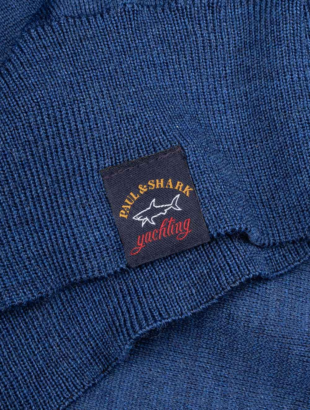 Paul And Shark Zipped Pullover With Suede Blue AI5