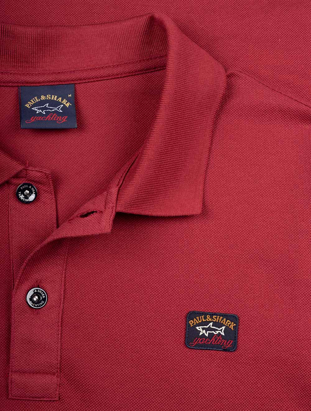 Paul And Shark Long Sleeve 3 Button Polo Red AI3