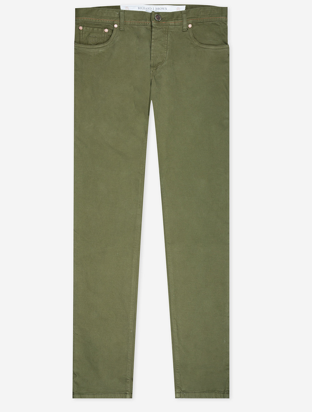 Richard J Brown Luxury Denim Cashmere Jean Olive Green MI