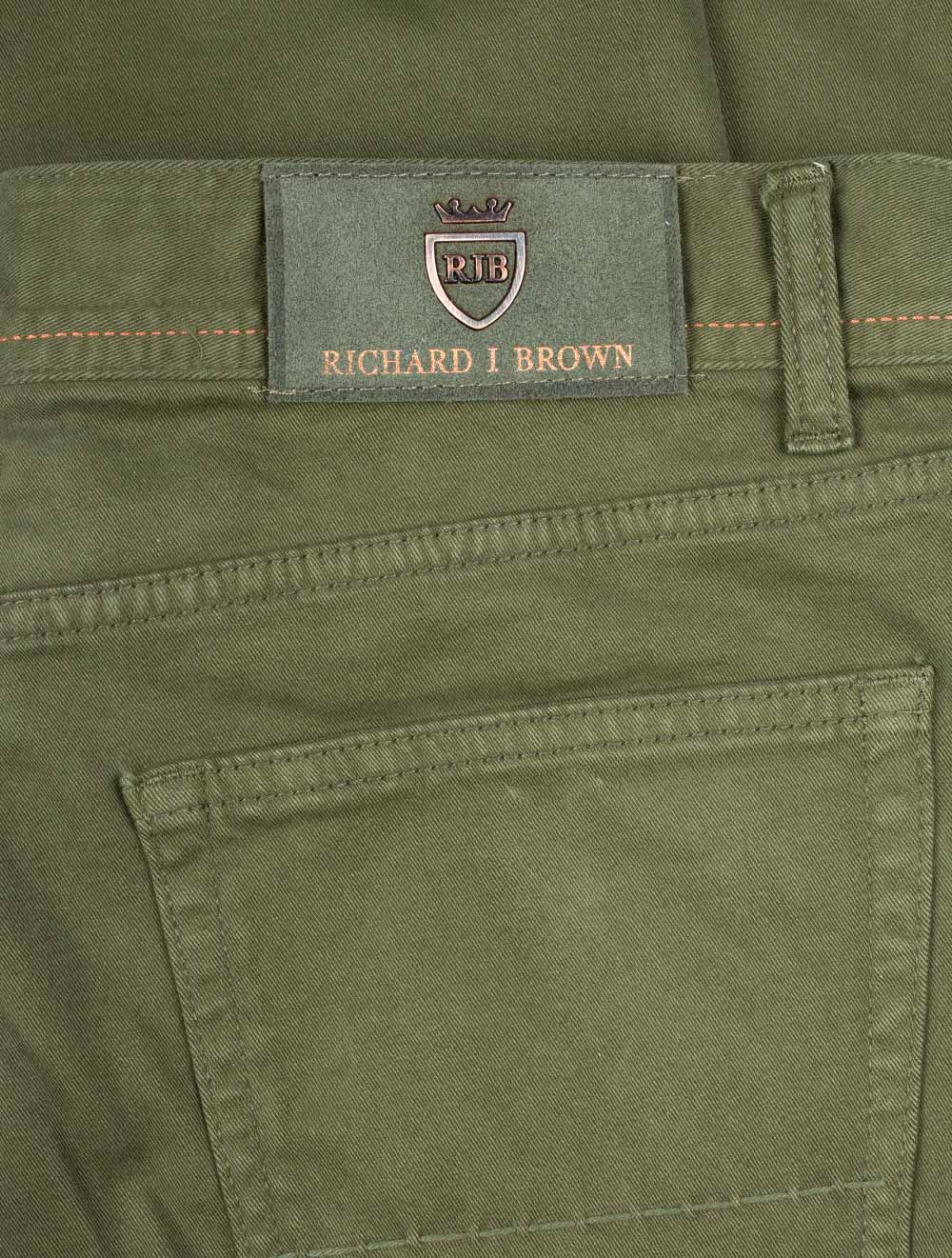 Richard J Brown Luxury Denim Cashmere Jean Olive Green AI1