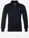 Gant Cotton Cable Half Zip Evening Blue MI