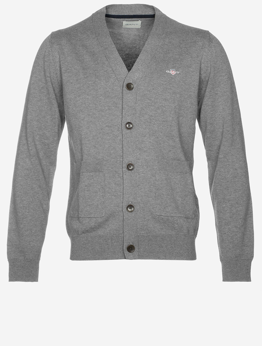 Classic Cotton V Cardigan Dark Grey Melange