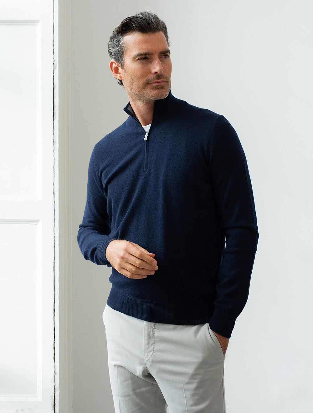 Cashmere Mock Neck Navy